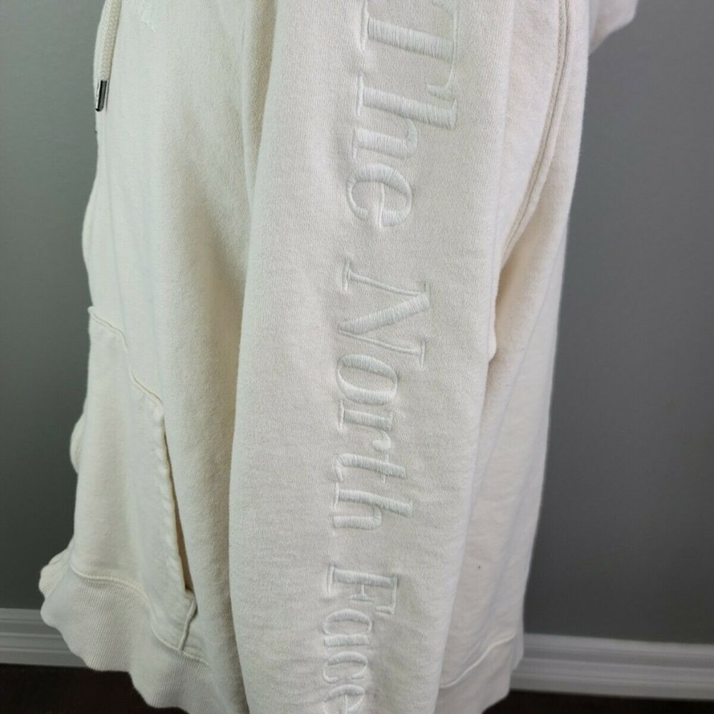 The North Face Womens White Hoodie Full Zip Size XXL 2XL Embordered Logo